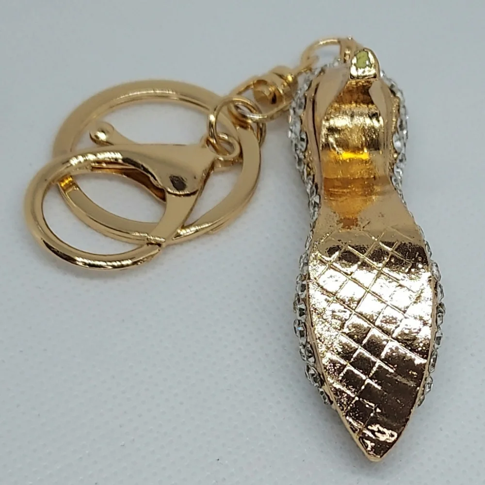 Reinstone Shoe Keychain Charm With Coordinating Velvet Pouch & Gift Purse~Pink - Picture 6 of 8